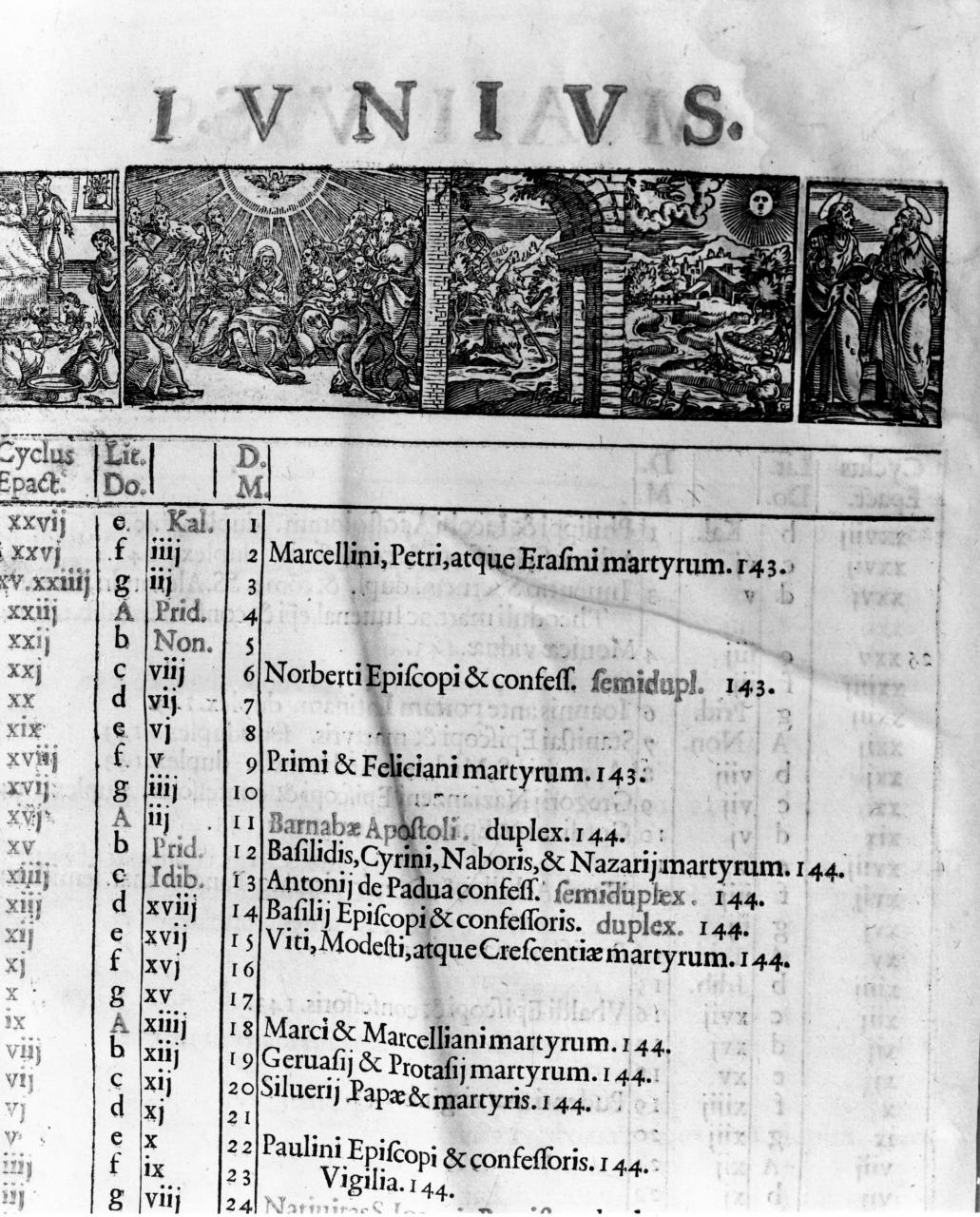 Pentecoste, nascita di san Giovanni Battista, san Giovanni Battista nel deserto, san Pietro, san Paolo (stampa) - ambito veneto (sec. XVII)