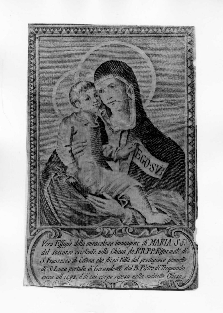 Madonna con Bambino (stampa smarginata) di Canacci Giuseppe - ambito toscano, ambito toscano, ambito bizantino (terzo quarto sec. XVIII)