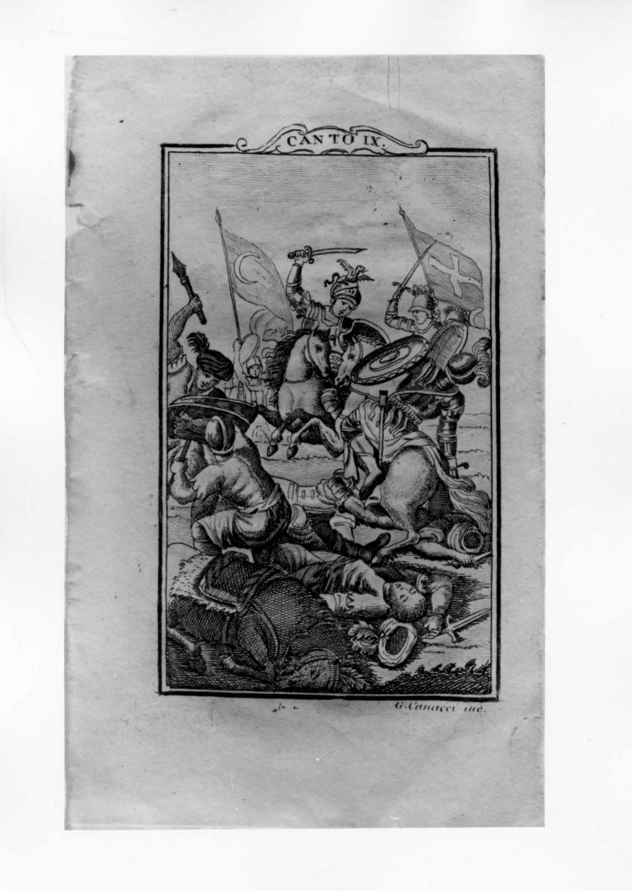 scena di battaglia tra mori e cristiani (stampa) di Canacci Giuseppe - ambito fiorentino, ambito fiorentino (prima metà sec. XIX)