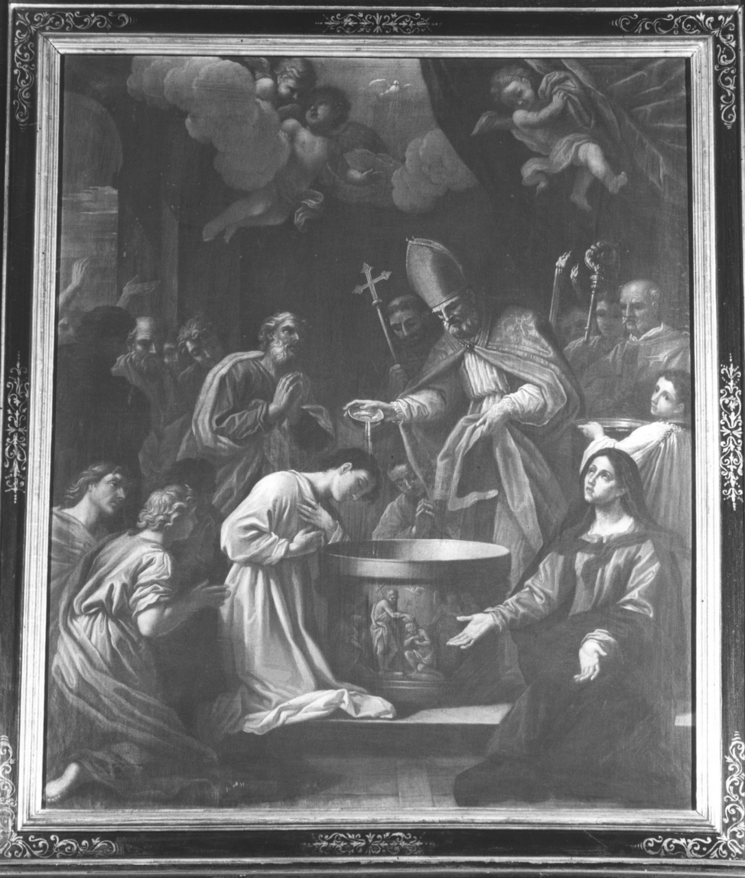 Sant'Ambrogio battezza Sant'Agostino (dipinto) di Pucci Giovanni Antonio (sec. XVIII)