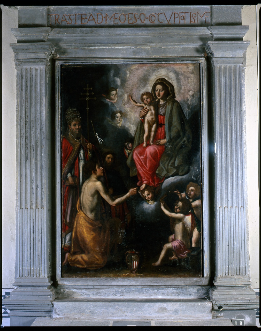 Madonna con Bambino, San Leone Magno, San Rocco e San Sebastiano (dipinto) di Naldini Giovan Pietro (sec. XVII)