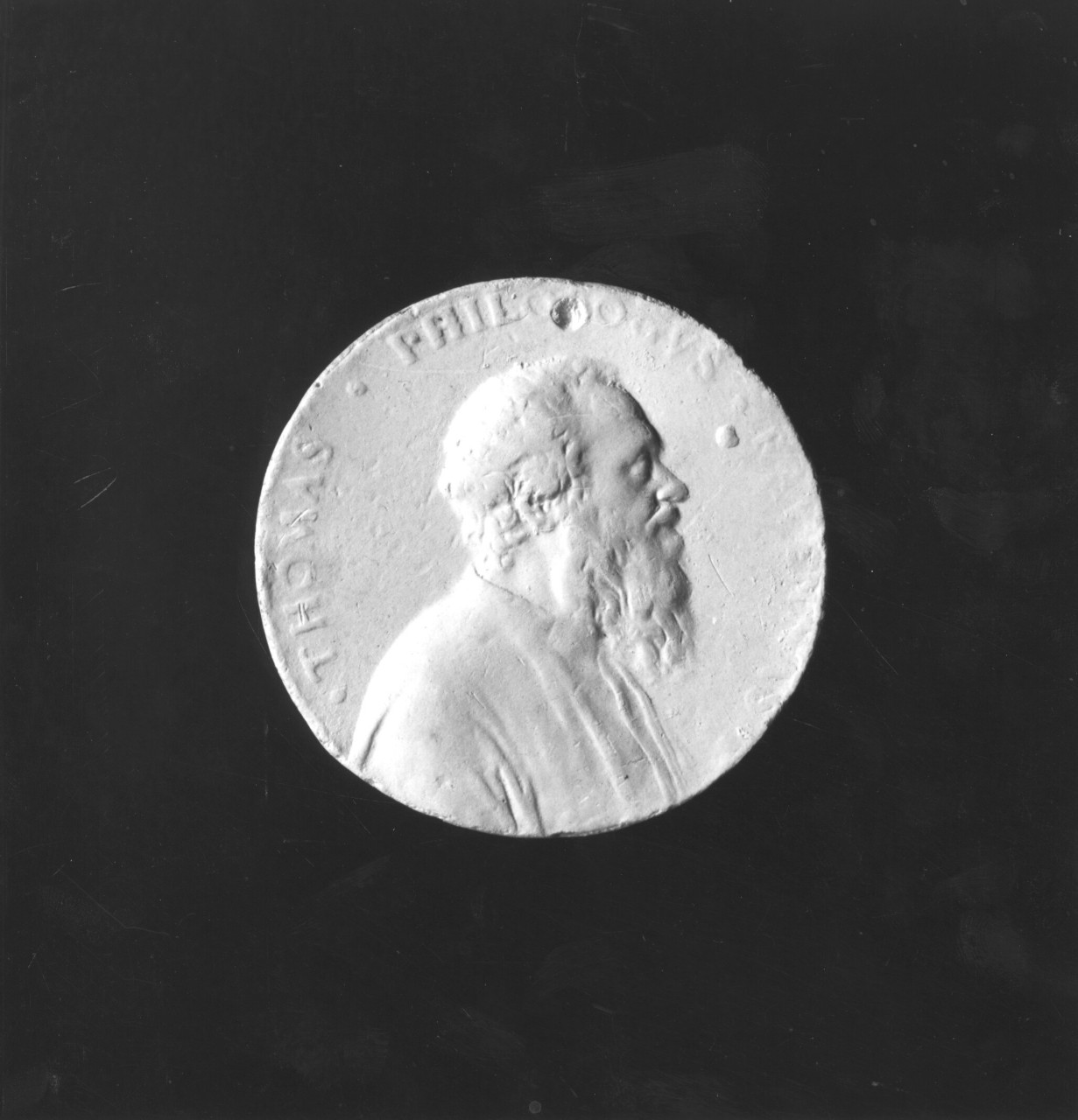 testa d'uomo di profilo (calco di medaglia) - produzione italiana (secc. XIX/ XX)