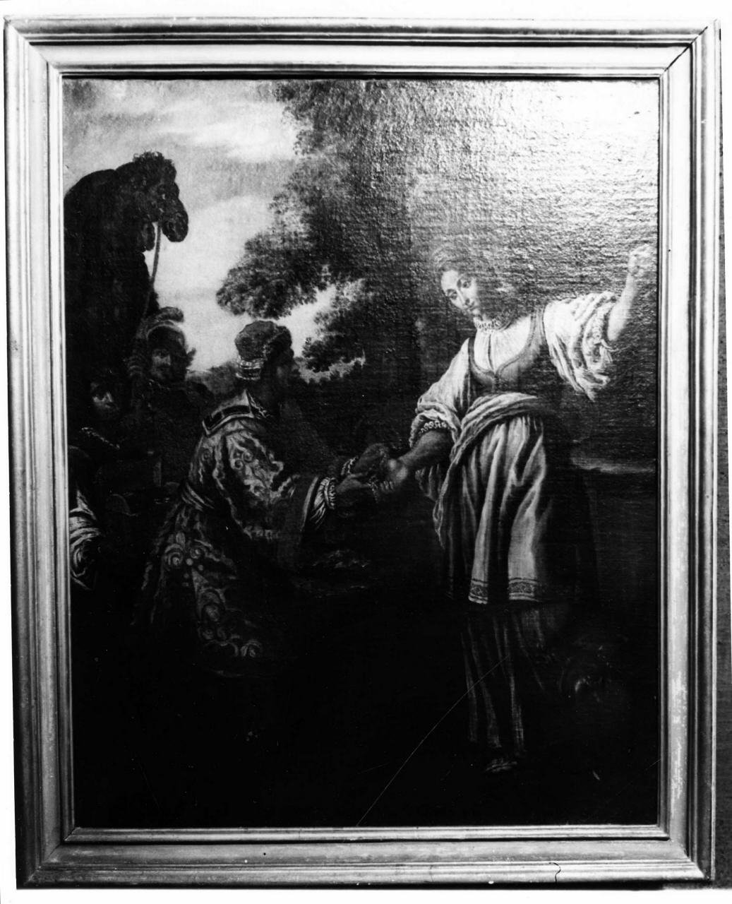 Rebecca riceve doni da Eliezer (dipinto) di Rosselli Matteo (cerchia) (sec. XVII)