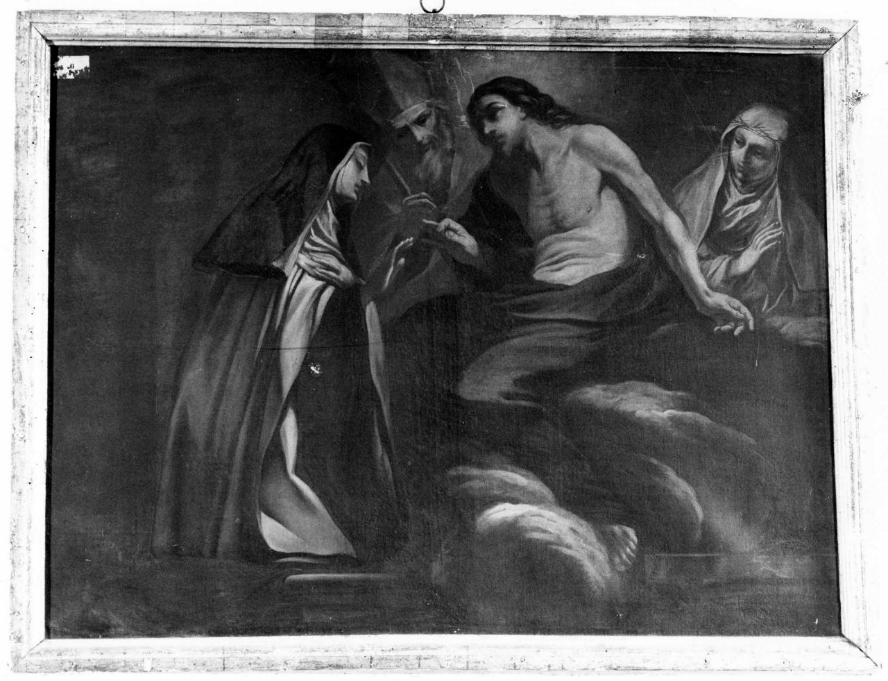 matrimonio mistico di Santa Maria Maddalena dei Pazzi alla presenza di sant'Agostino e santa Caterina da Siena (dipinto) - ambito fiorentino (sec. XVII)