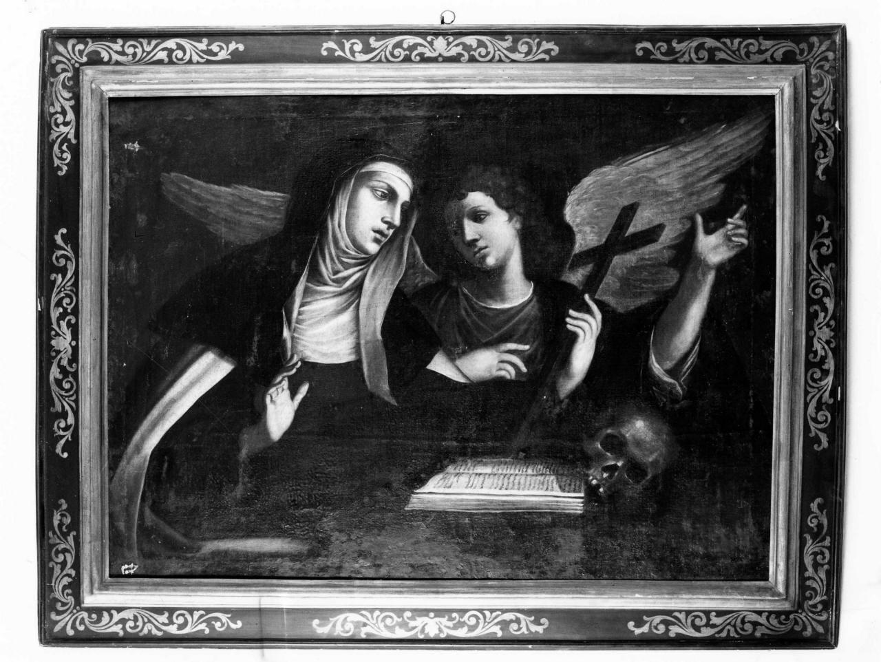 Santa Maria Maddalena dei Pazzi (?) e un angelo che le mostra la croce (dipinto) - ambito toscano (seconda metà sec. XVII)