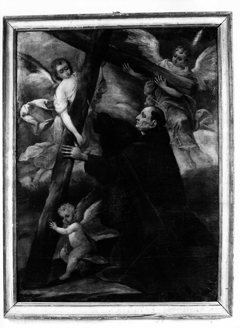 san Pietro d'Alcantara abbraccia Cristo crocifisso (dipinto) - ambito fiorentino (sec. XVIII)