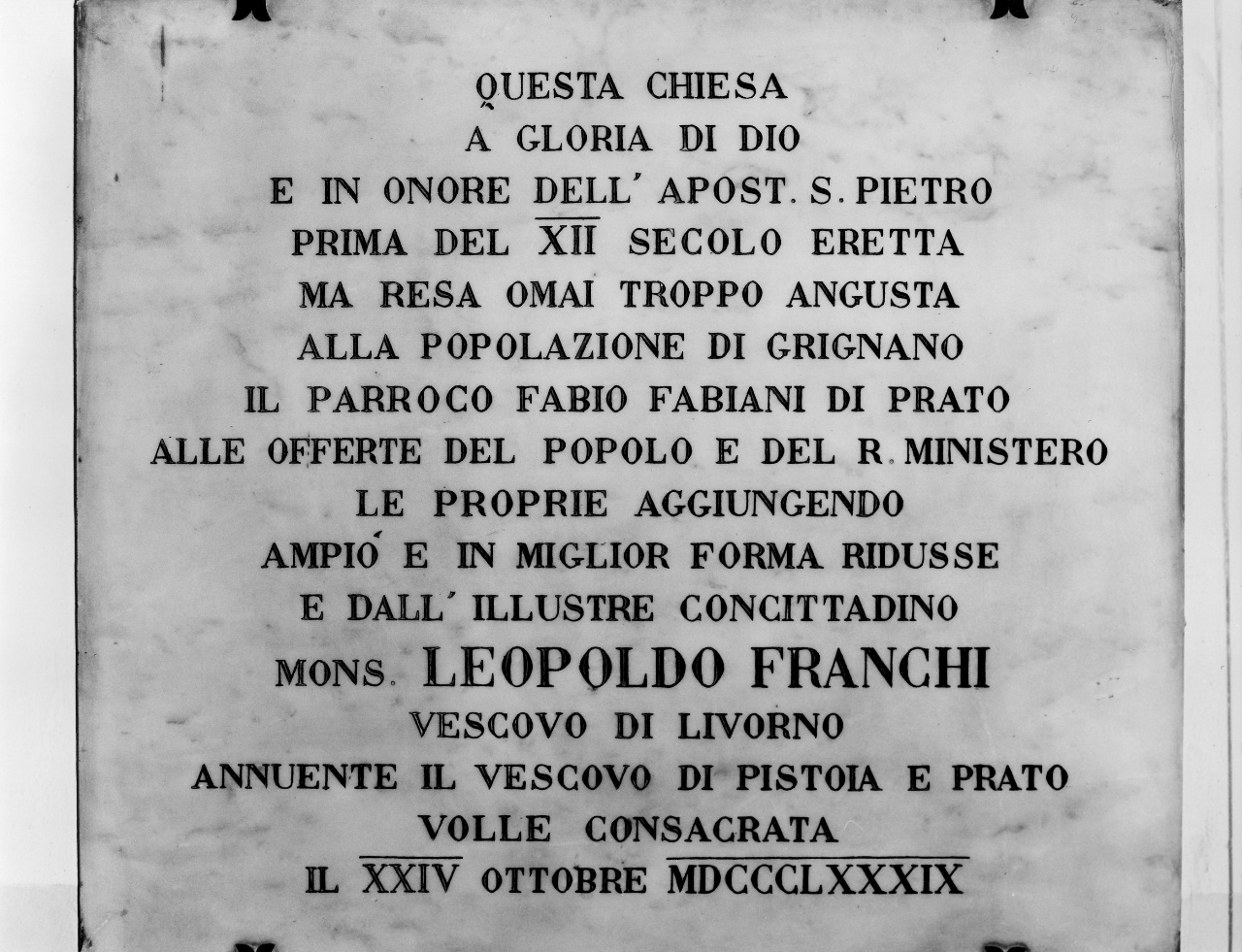 lapide commemorativa - manifattura toscana (sec. XIX)