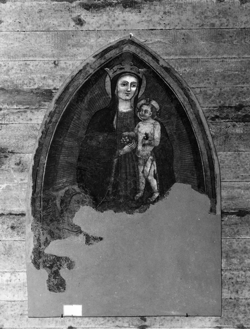 Madonna con Bambino e San Giovannino (dipinto, frammento) - ambito pratese (sec. XIX)