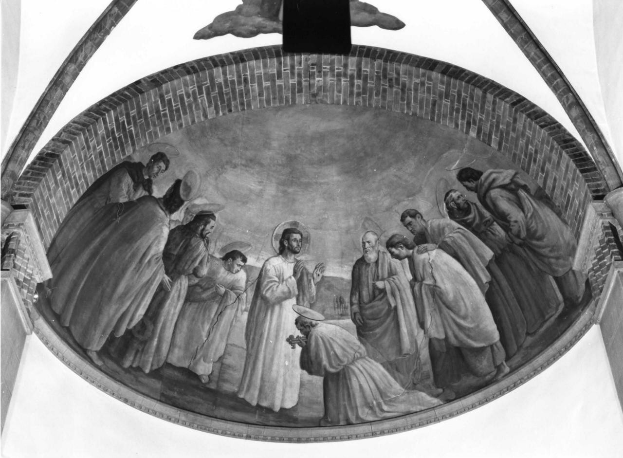 Cristo consegna le chiavi a San Pietro (dipinto) - ambito toscano (sec. XX)