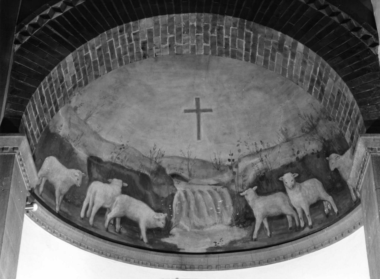 paesaggio con animali (dipinto) - ambito toscano (sec. XX)