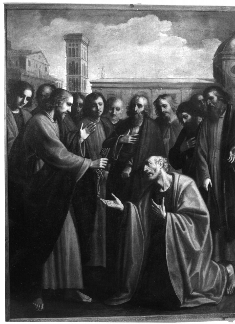 Cristo consegna le chiavi a San Pietro (dipinto) di Naldini Giovan Pietro (sec. XVII)