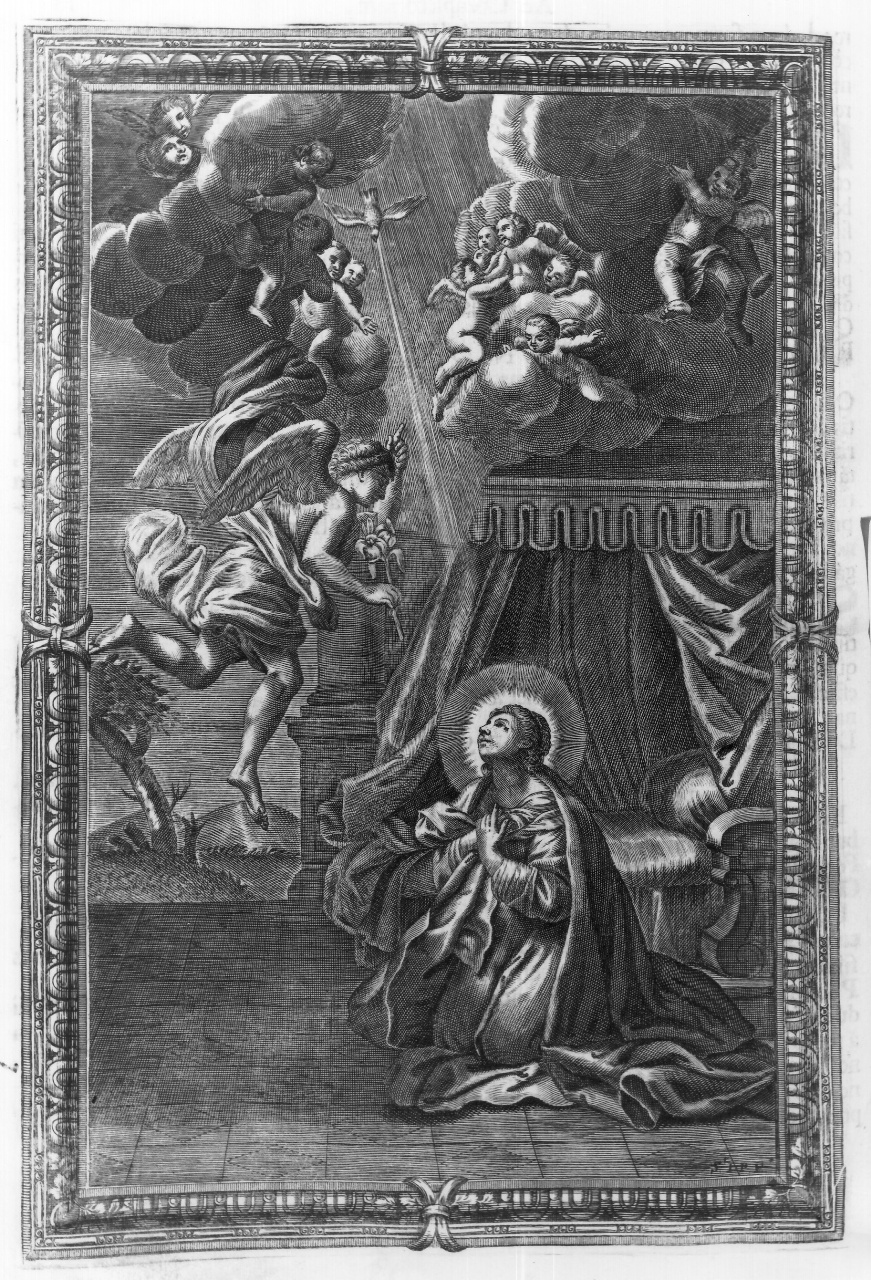 Annunciazione (stampa) di Piccini Elisabetto detta Suor Isabella (sec. XVIII)