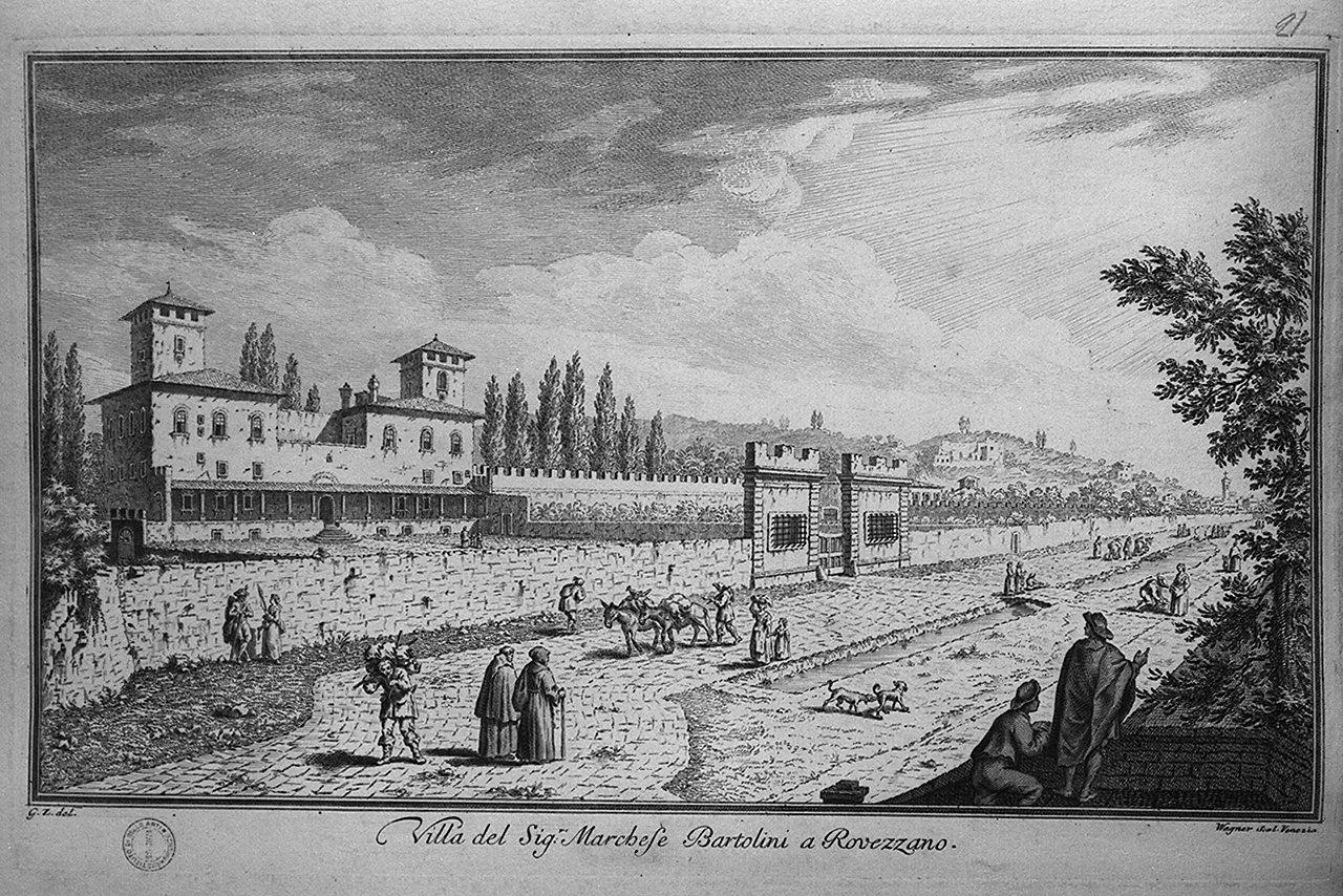 veduta di villa Bartolini a Rovezzano presso Firenze (stampa) di Wagner Joseph, Zocchi Giuseppe (sec. XVIII)