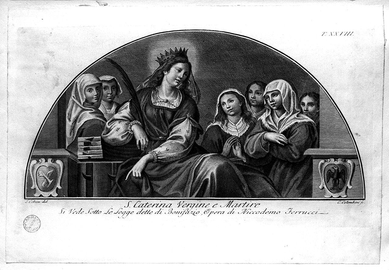 Santa Maria Maddalena de'Pazzi/ Santa Caterina (stampa, serie) di Colson L, Colombini Cosimo, Barbatelli Bernardino detto Poccetti, Ferrucci Nicodemo (sec. XIX)