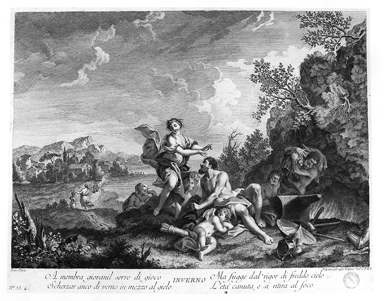 Vulcano e Venere (stampa smarginata) di Volpato Giovanni, Zais Giuseppe (sec. XVIII)