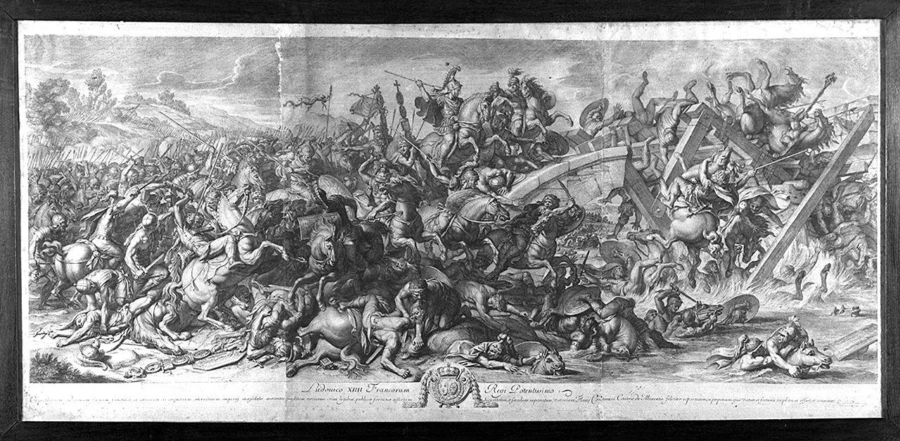 battaglia di Massenzio, scena di battaglia (stampa, stampa composita) di Audran Gerard, Le Brun Charles (sec. XVII)
