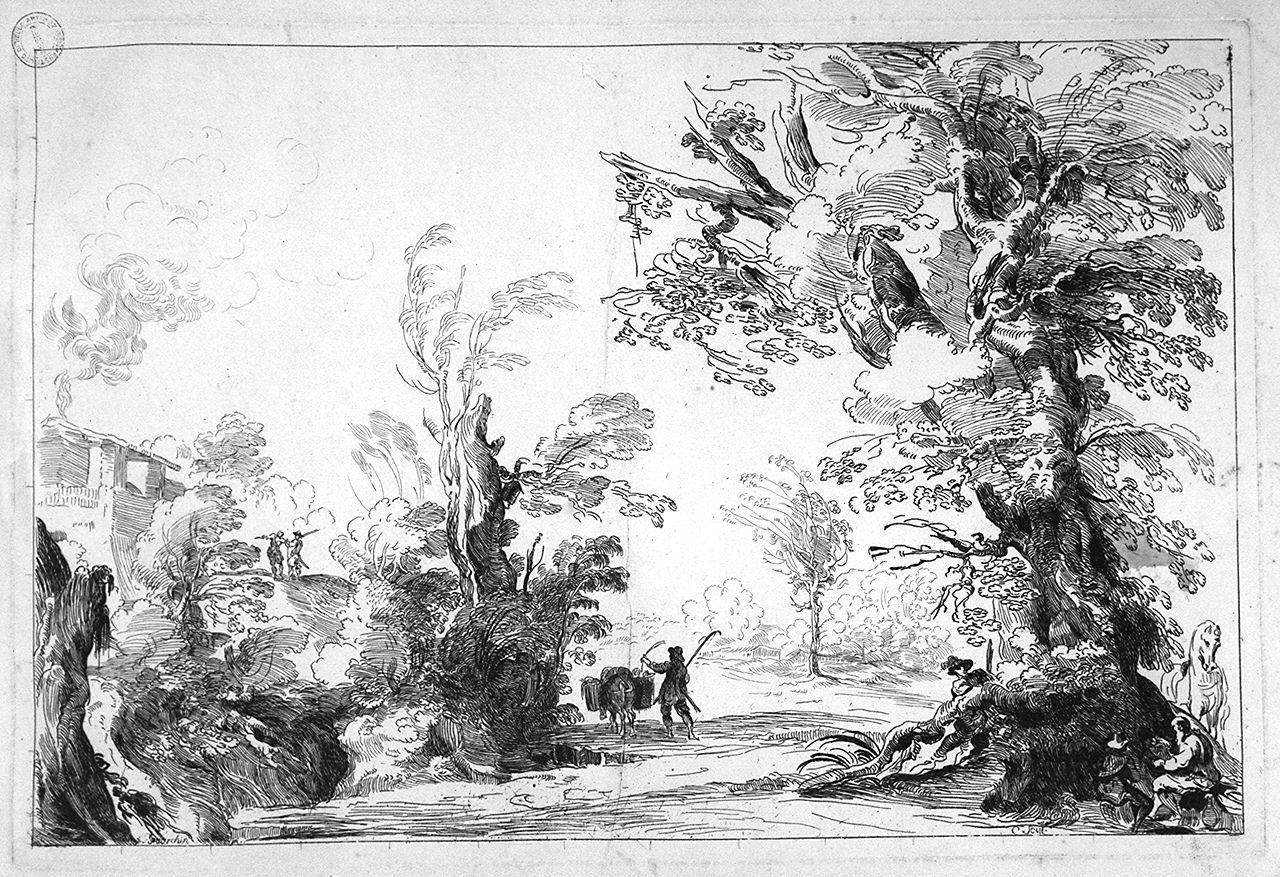 paesaggio (stampa) di De Caylus Anne Claude Philippe, Barbieri Giovanni Francesco detto Guercino (sec. XVIII)