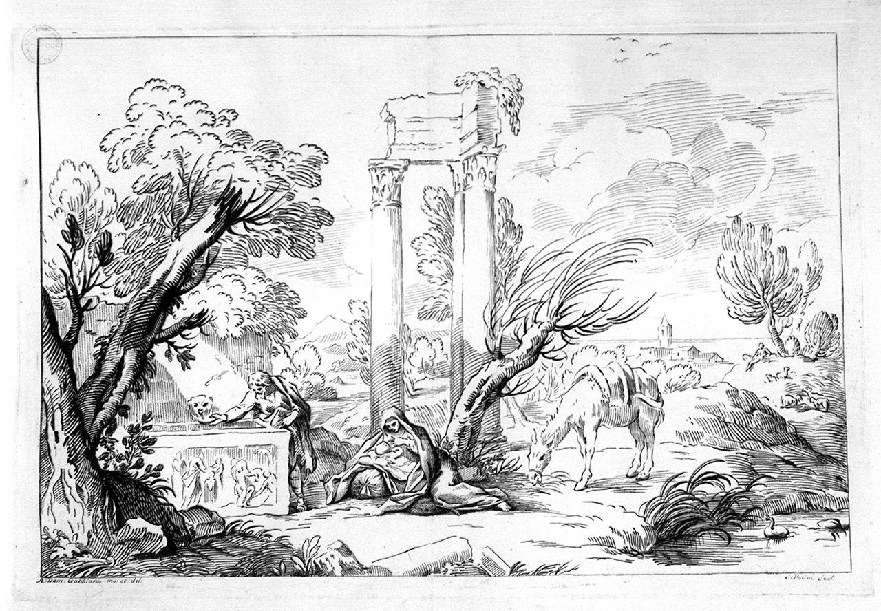 riposo durante il ritorno dall'Egitto (stampa) di Pacini Sante, Gabbiani Anton Domenico (sec. XVIII)
