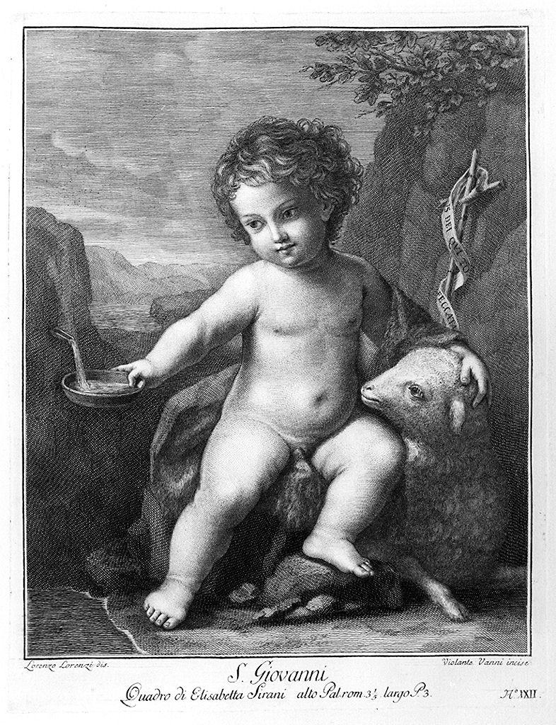 San Giovannino con l'agnello (stampa) di Vanni Violante, Lorenzi Lorenzo, Sirani Elisabetta (sec. XVIII)