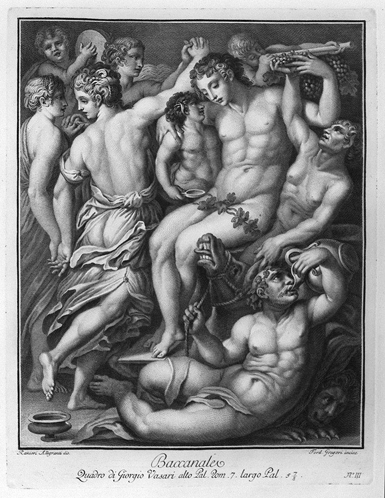 baccanale (stampa) di Gregori Ferdinando, Allegrandi Ranieri, Vasari Giorgio (sec. XVIII)