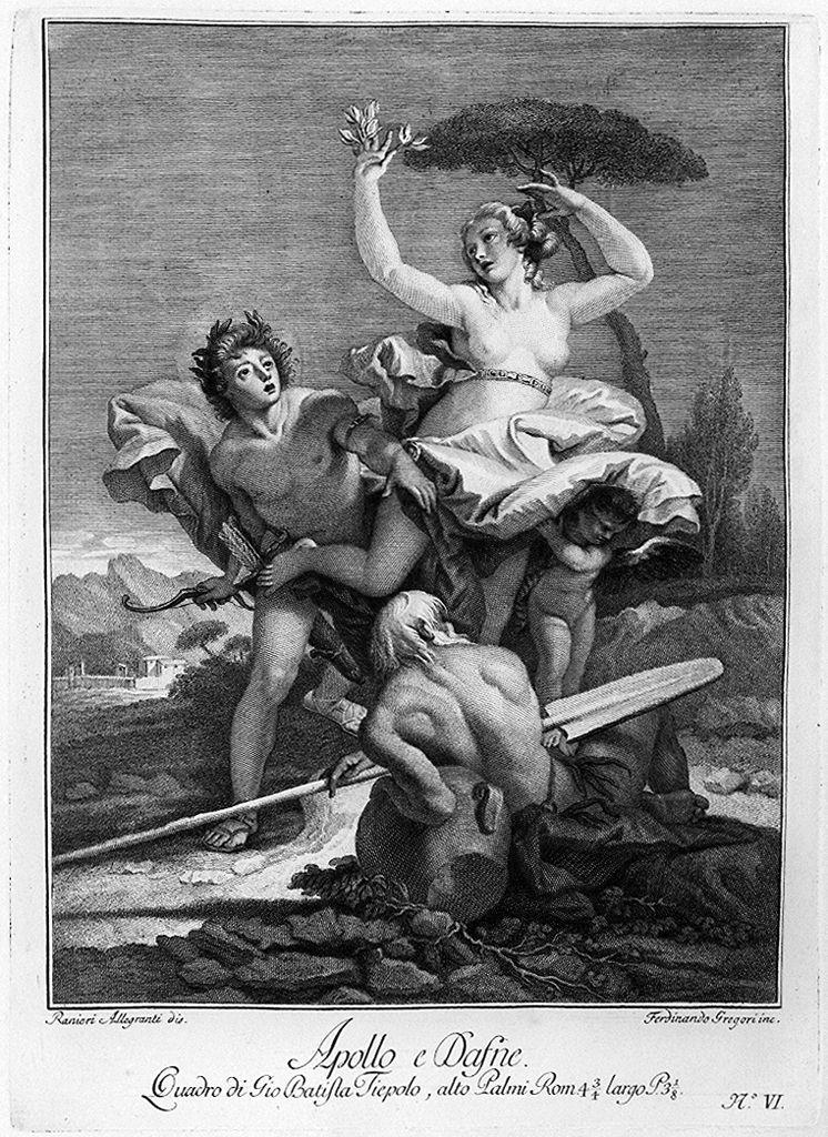 Apollo e Dafne (stampa) di Gregori Ferdinando, Allegrandi Ranieri, Tiepolo Giambattista detto Tiepoletto (sec. XVIII)