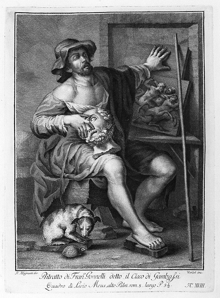 ritratto del Cieco di Gambassi (stampa) di Vernet Joseph Claude, Allegrandi Ranieri, Mehus Livio (sec. XVIII)