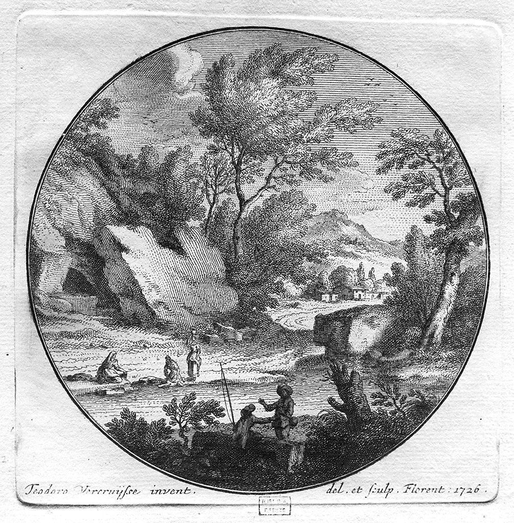 paesaggio roccioso (stampa) di Verkruys Theodor (sec. XVIII)