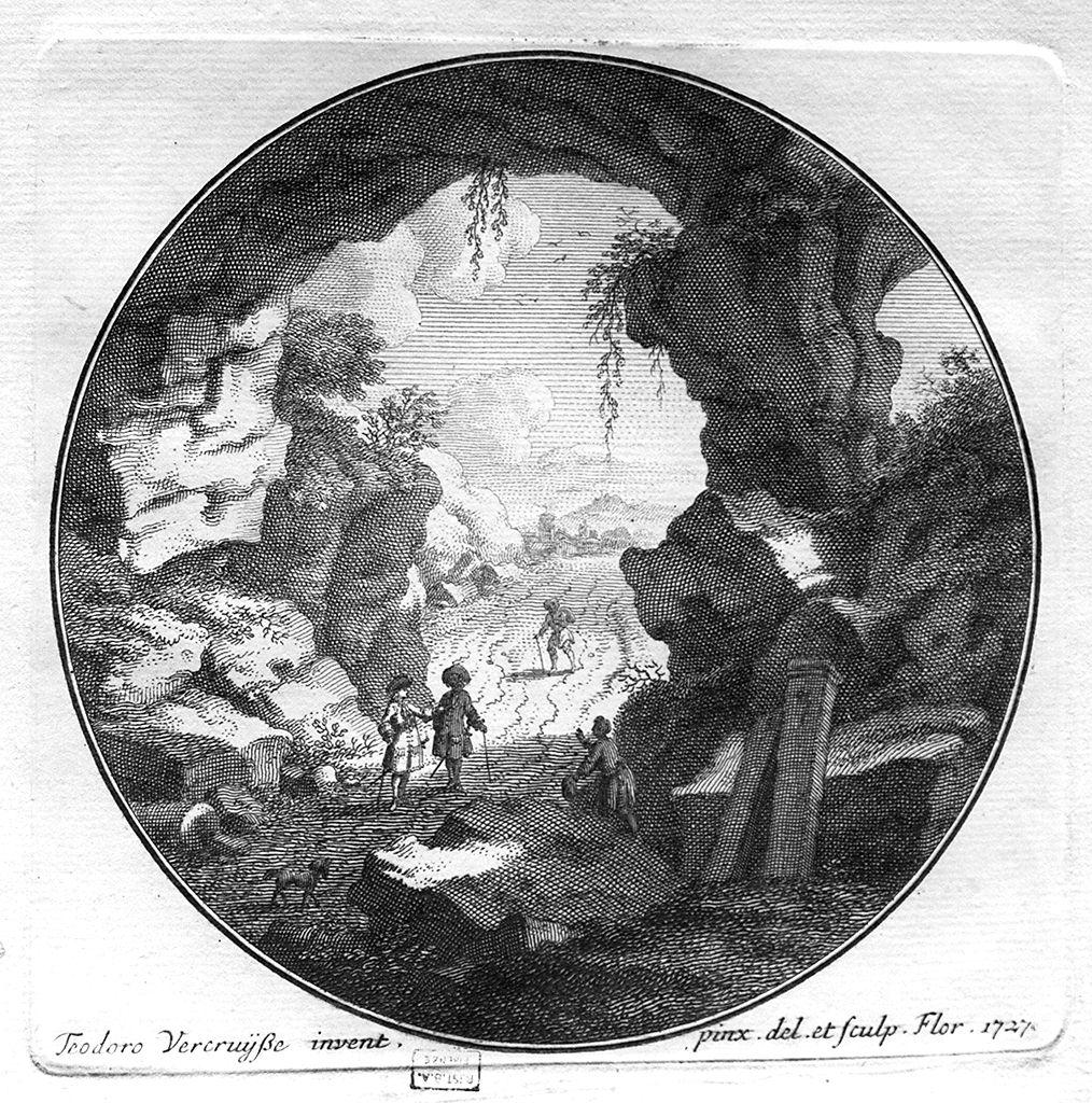paesaggio roccioso (stampa) di Verkruys Theodor (sec. XVIII)