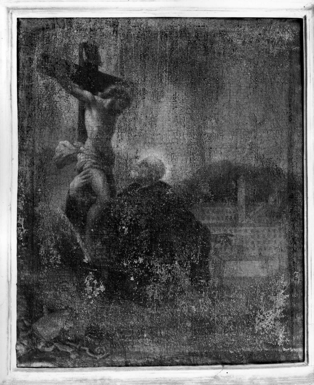 San Giovanni Gualberto in preghiera davanti alla croce (dipinto) - ambito toscano (inizio sec. XVIII)