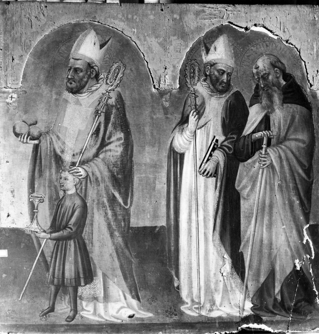 Sant'Antonio Abate, Sant'Anselmo, San Nicola di Bari (scomparto di polittico) di Bicci di Lorenzo (attribuito) (sec. XV)