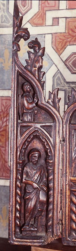 San Gabriele Arcangelo, San Giovanni Battista (anta di altarolo portatile) - ambito bolognese (fine/inizio secc. XIV/ XV)