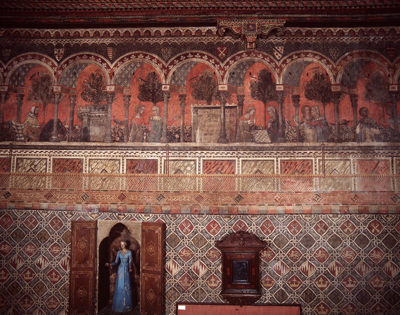 storie della castellana di Vergi, stemmi gentilizi (dipinto, ciclo) - ambito fiorentino (sec. XIV)