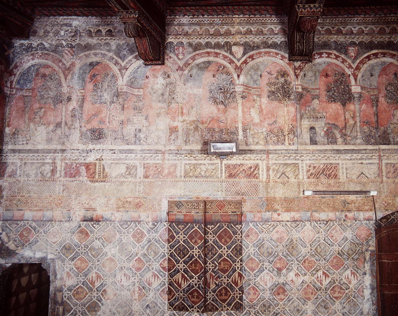 incontro della castellana di Vergi e del duca Guernieri (dipinto) - ambito fiorentino (sec. XIV)