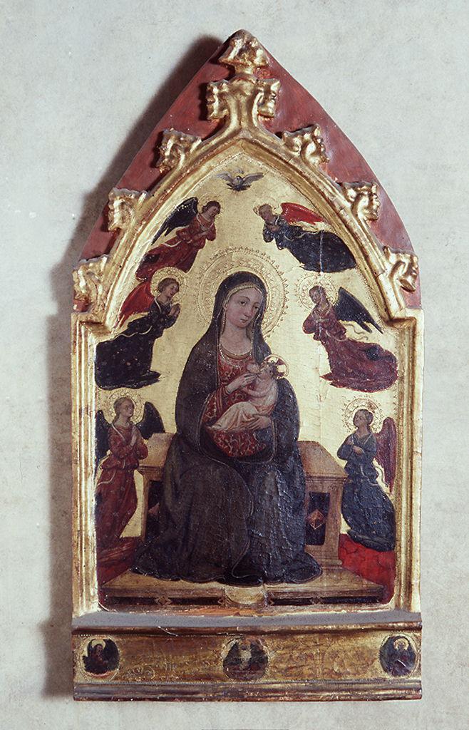 Madonna del Latte con angeli, Cristo in pietà, Madonna, san Giovanni evangelista (dipinto) di Bicci di Lorenzo (bottega) (sec. XV) 