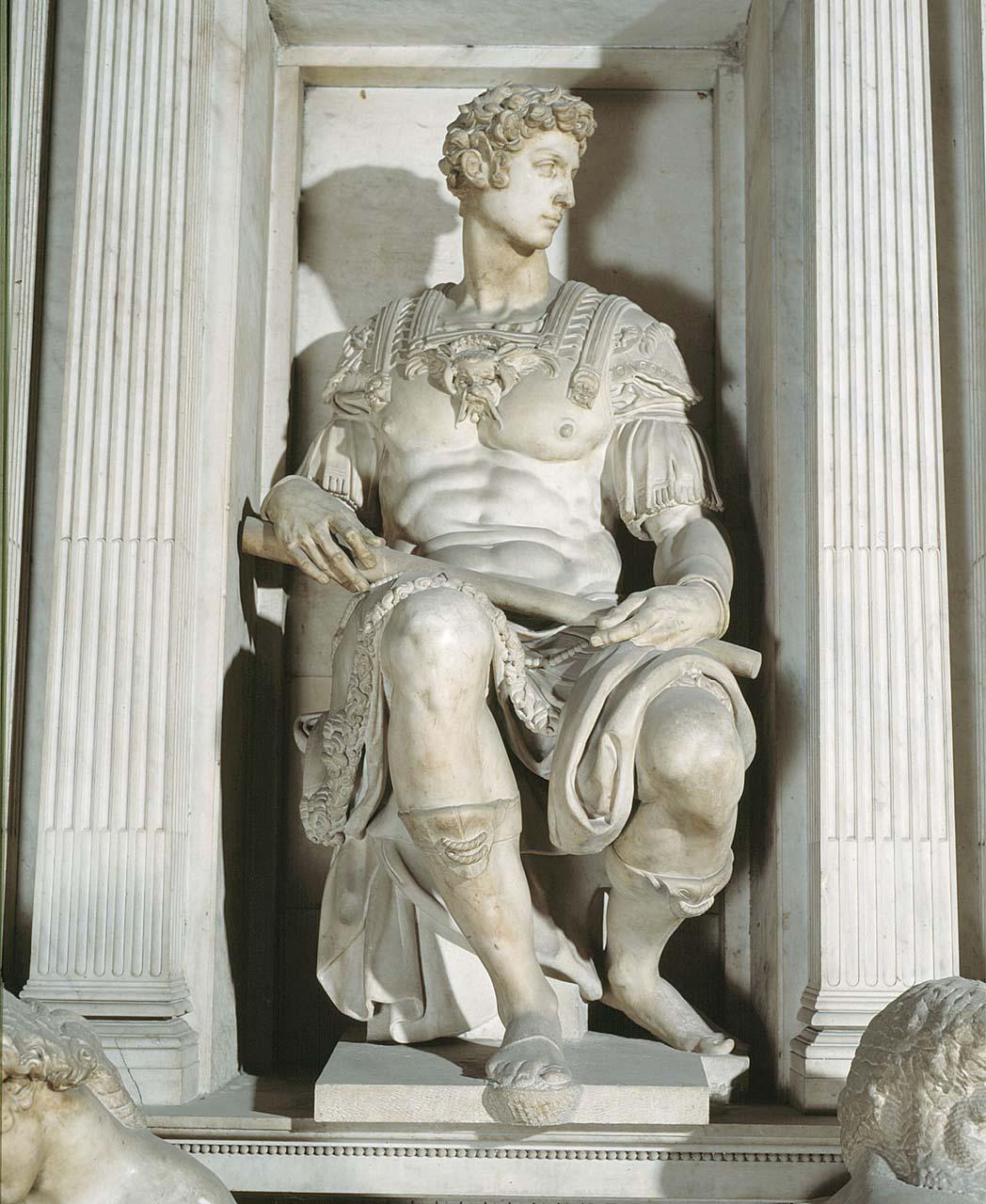 Giuliano de' Medici duca di Nemours, ritratto d'uomo (statua) di Buonarroti Michelangelo (sec. XVI)