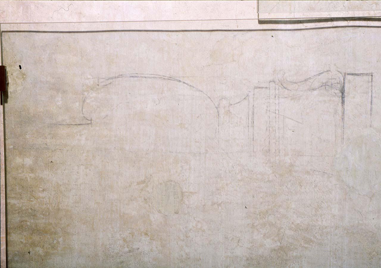 motivi decorativi architettonici (disegno murale) di Buonarroti Michelangelo (cerchia) (sec. XVI)