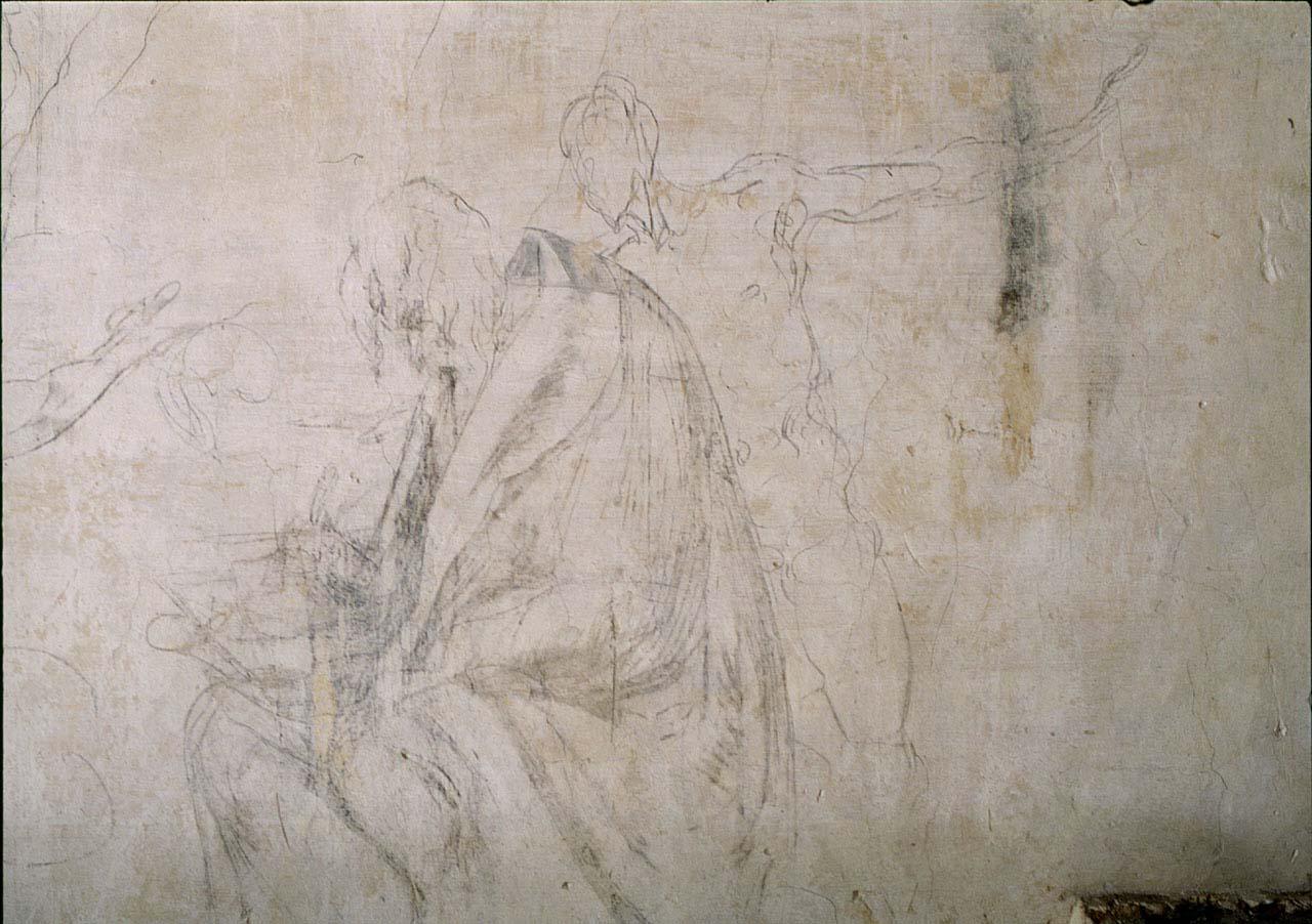 San Matteo e l'angelo (?) (disegno murale) di Buonarroti Michelangelo (sec. XVI)