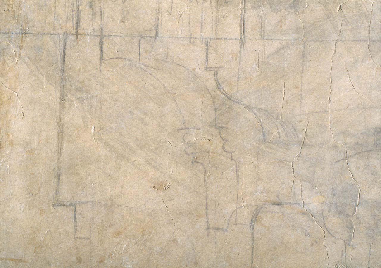 cornice architettonica (disegno murale) di Buonarroti Michelangelo (sec. XVI)