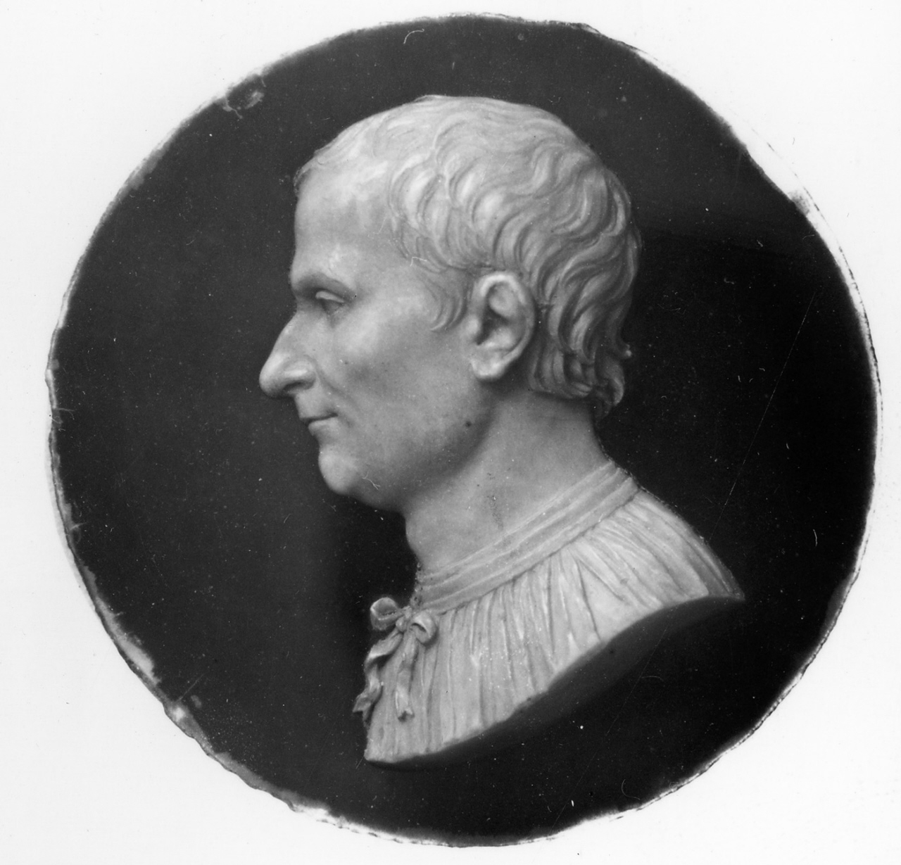 ritratto di Niccolò Machiavelli (rilievo) di Santarelli Giovanni Antonio (primo quarto sec. XIX)