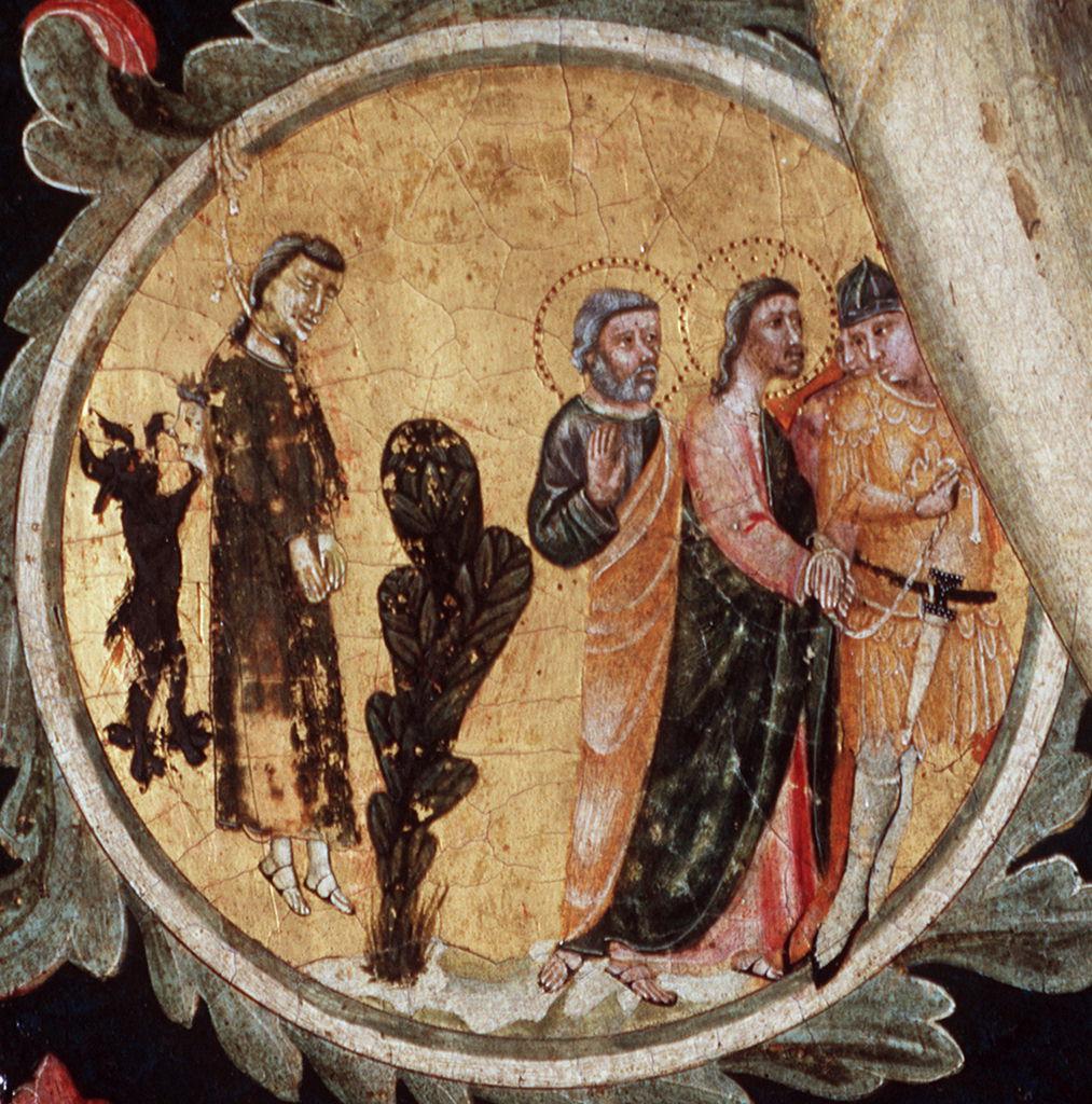 morte di Giuda e cattura di Cristo (dipinto) di Pacino di Buonaguida (sec. XIV)