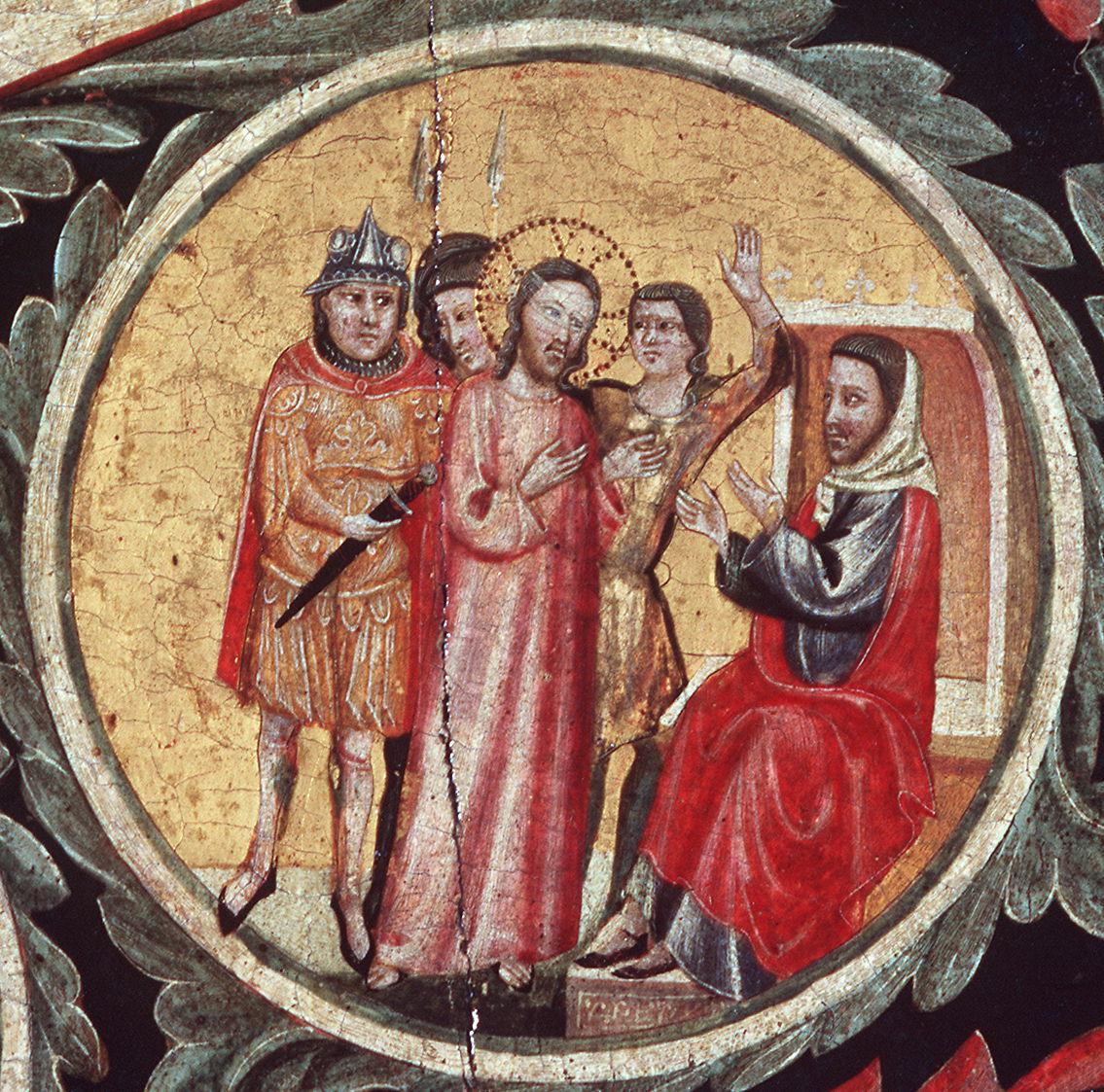 Cristo davanti a Caifa (dipinto) di Pacino di Buonaguida (sec. XIV)