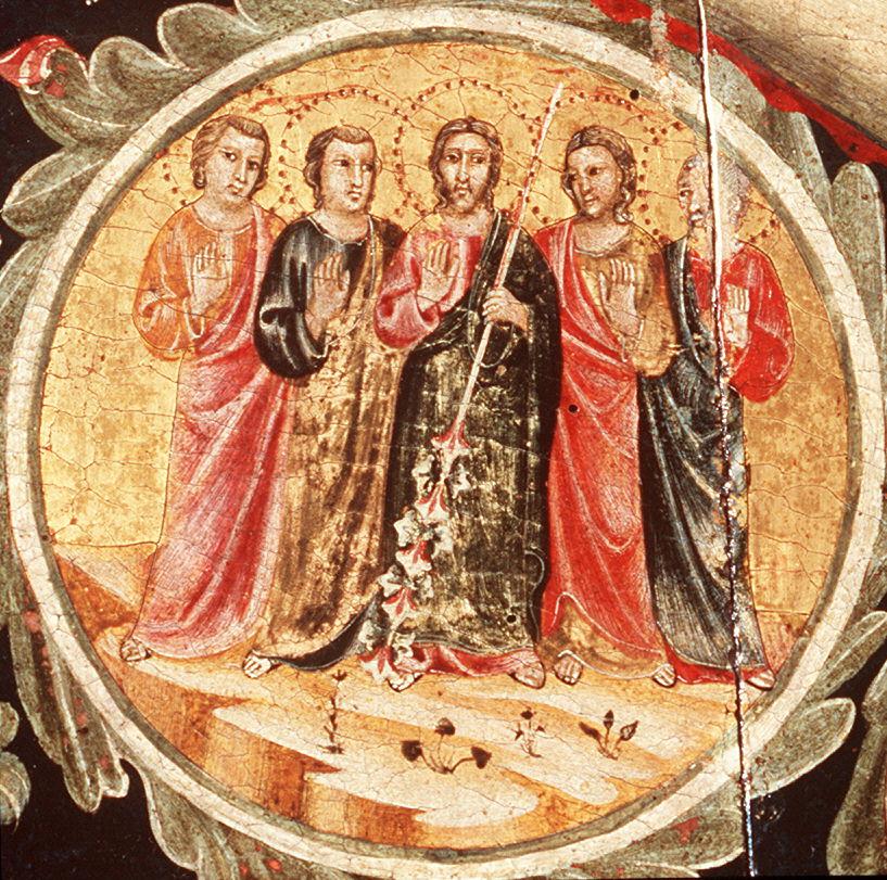 Cristo regge una verga fiorita e apostoli (dipinto) di Pacino di Buonaguida (sec. XIV)