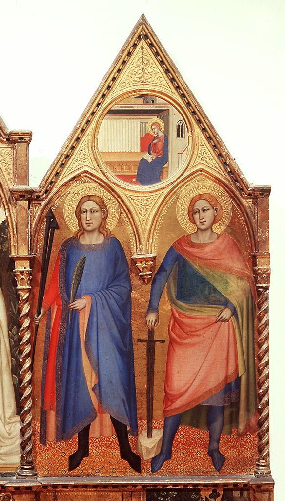 San Quintino, San Galgano, Madonna annunciata (scomparto di trittico) di Matteo di Pacino (sec. XIV)