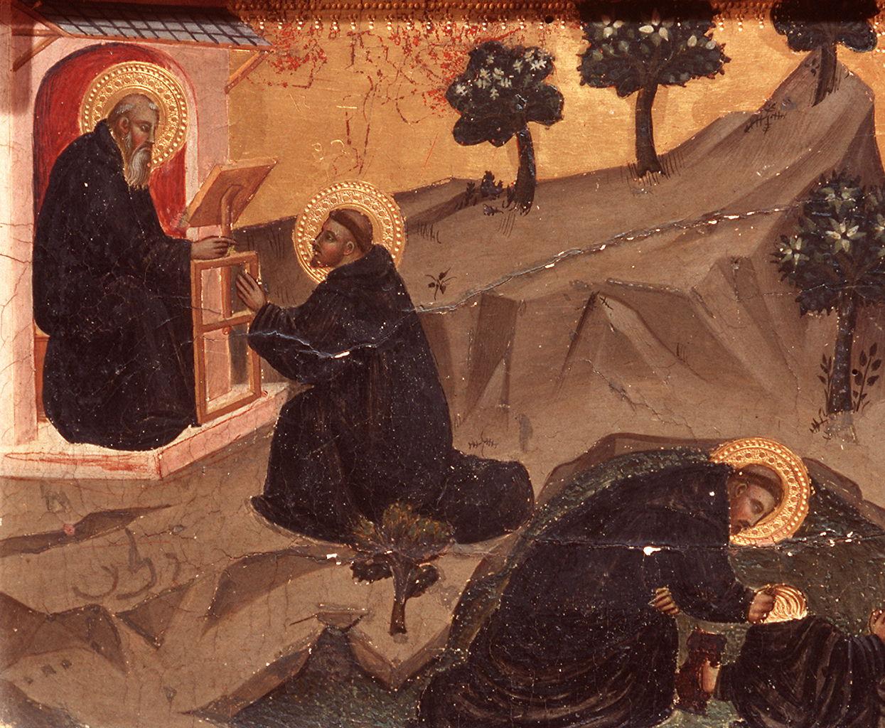 San Benedetto ordina a San Mauro di salvare San Placido (scomparto di predella) di Matteo di Pacino (sec. XIV)