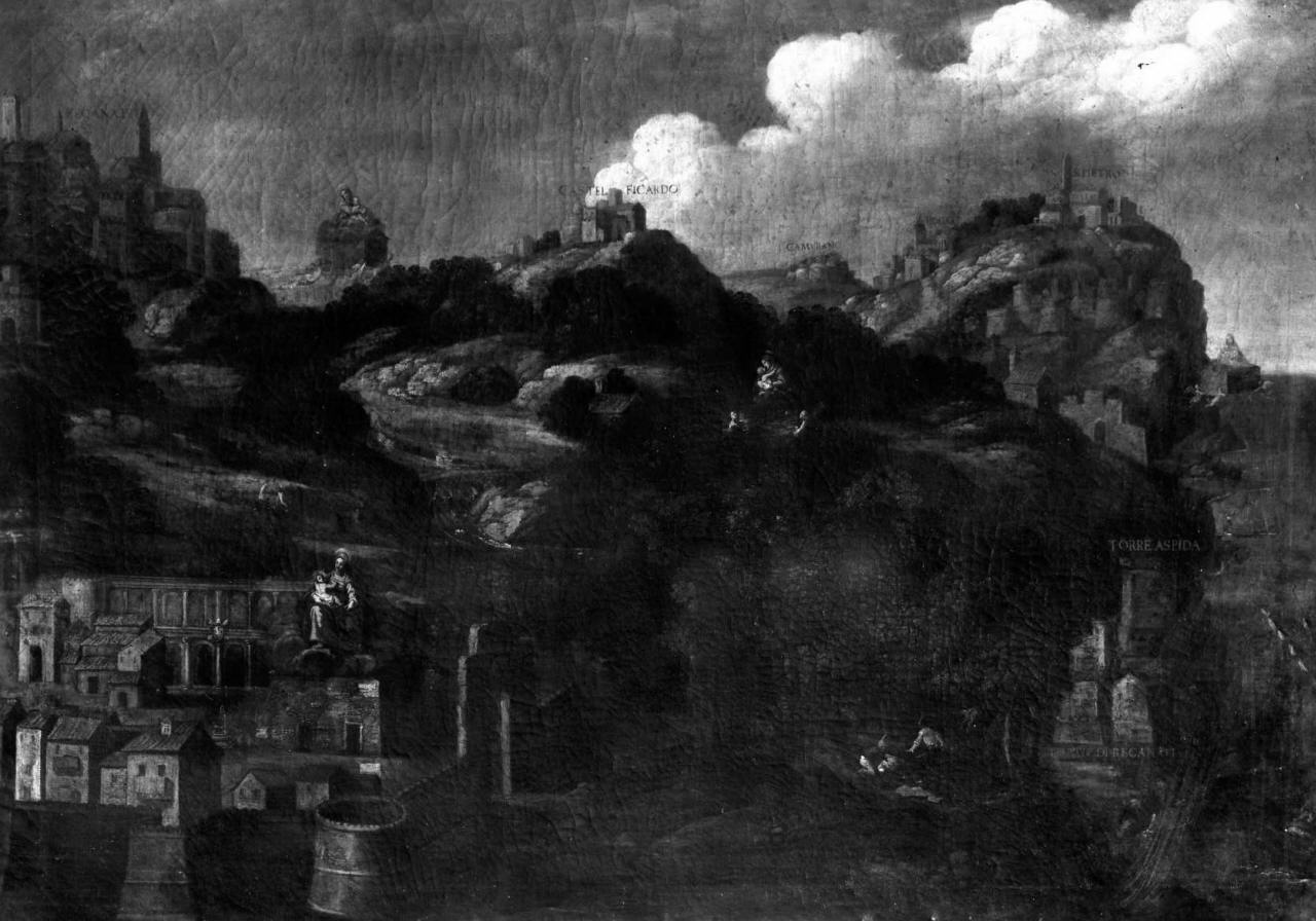 veduta immaginaria delle Marche e storie della Santa Casa di Loreto (dipinto) - ambito italiano (seconda metà sec. XVII)