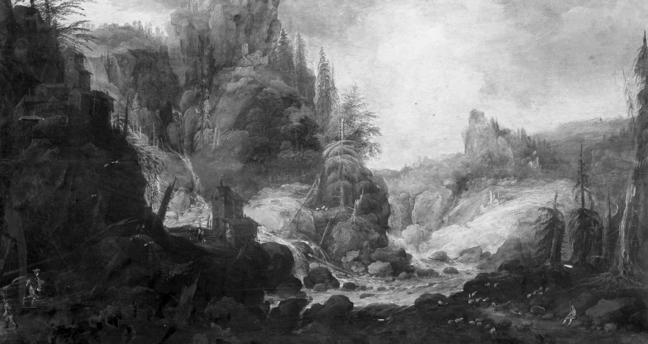paesaggio con cascata (dipinto) di De Momper Joos il Giovane (attribuito) (prima metà sec. XVII)