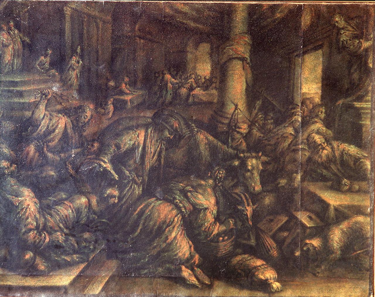 Cristo caccia i mercanti dal tempio (dipinto) di Da Ponte Francesco detto Francesco Bassano il Giovane (seconda metà sec. XVI)