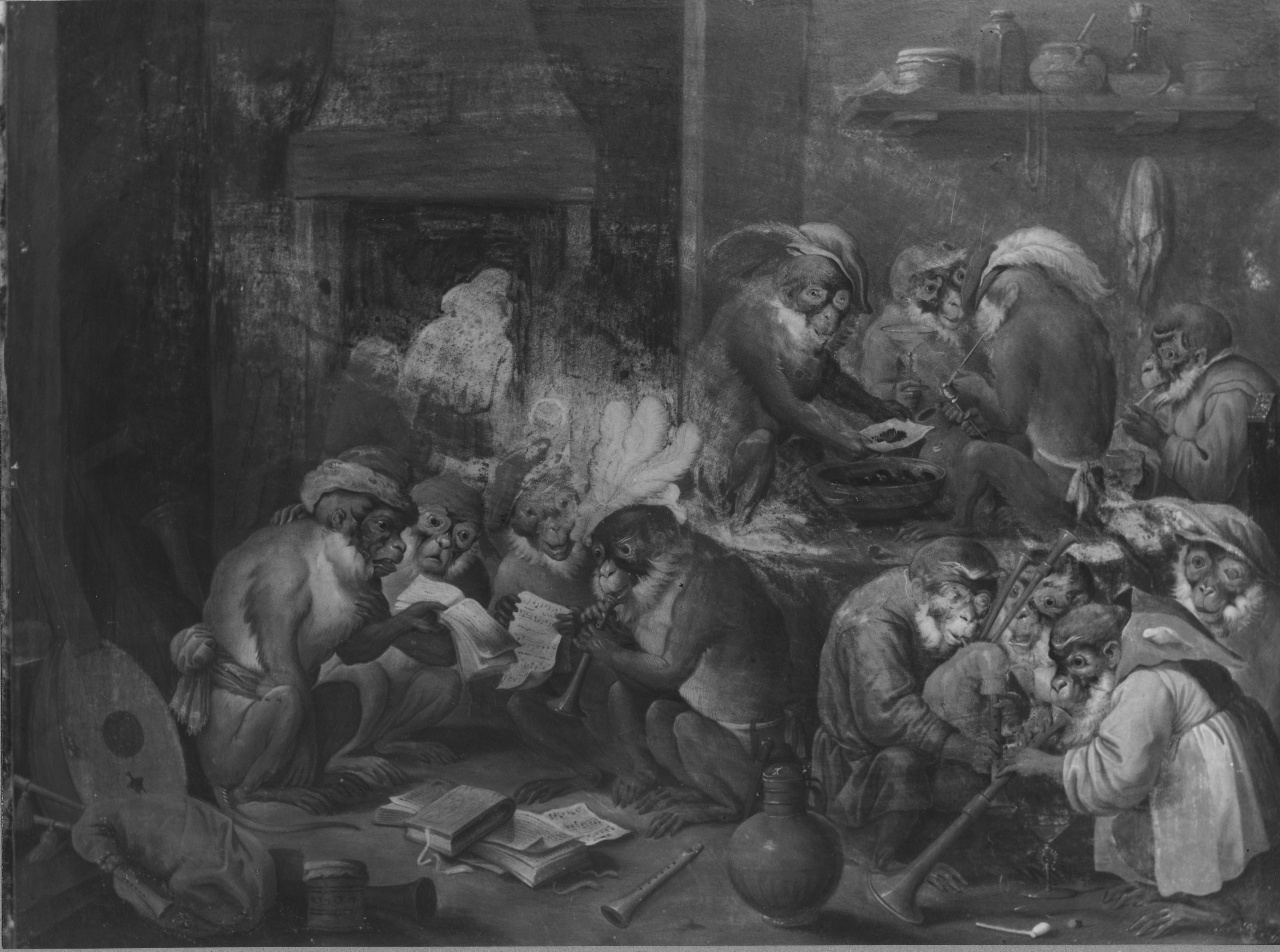 concerto di scimmie (dipinto) di Teniers David il Giovane (sec. XVII)