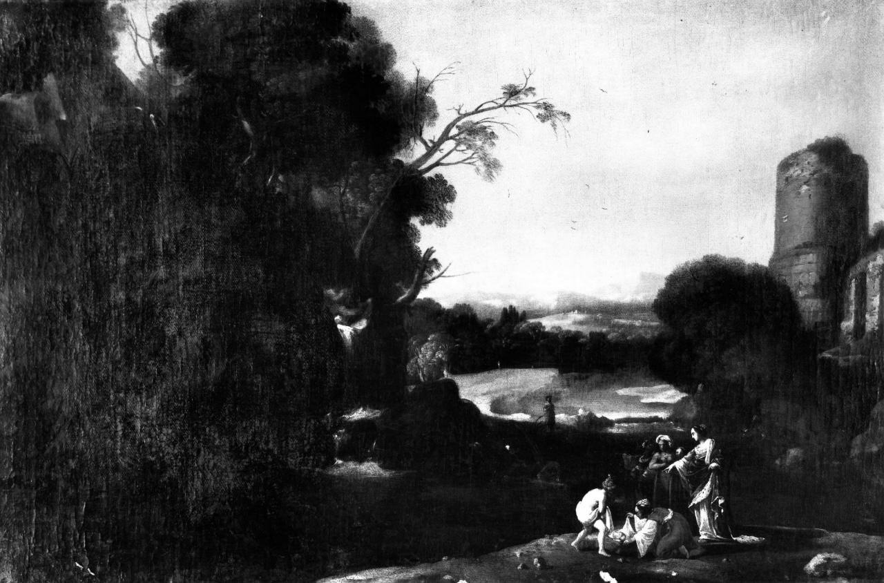 ritrovamento di Mosè (dipinto) di Van Poelenburgh Cornelis (cerchia) (sec. XVII)