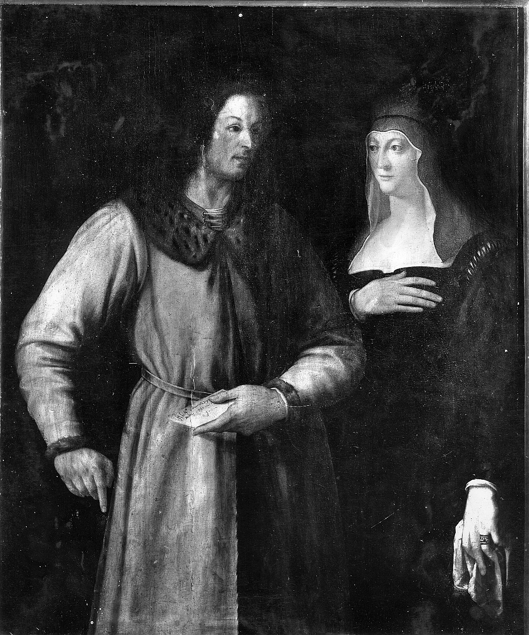 ritratto di Giovanni di Pier Francesco de' Medici con la moglie Caterina Sforza (dipinto) di Vaiani Lorenzo detto Lorenzo dello Sciorina (sec. XVI)